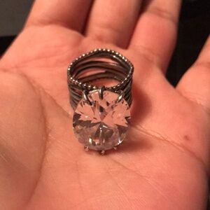 Size 6 sterling made in Israel huge CZ statement cocktail ring beautiful